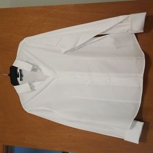 Jones New York white, no iron blouse. Faux french cuffs, cotton spandex.